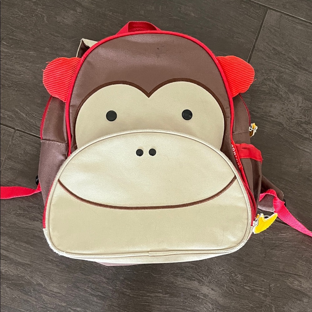 Skip Hop Monkey Backpack - Brown and Red